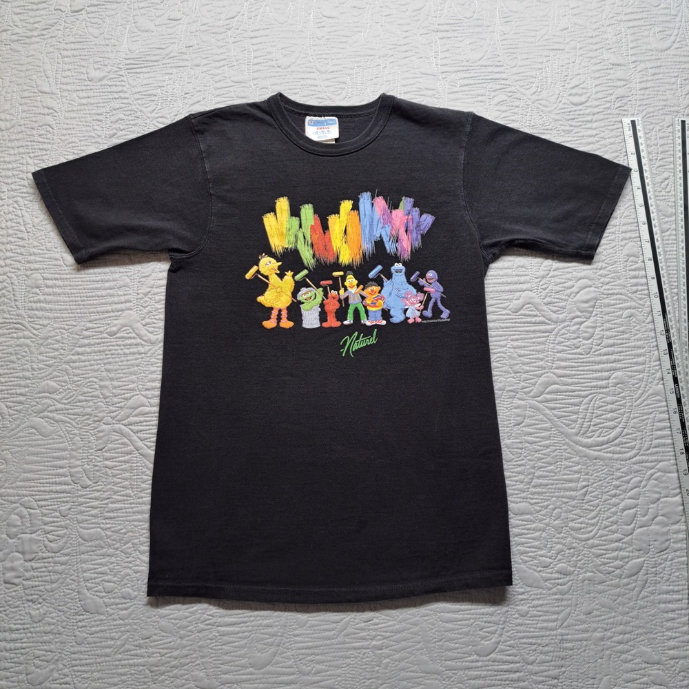 Champion Sesame Street Naturel T-Shirt Mens Small Black Excellent Graphic Tee